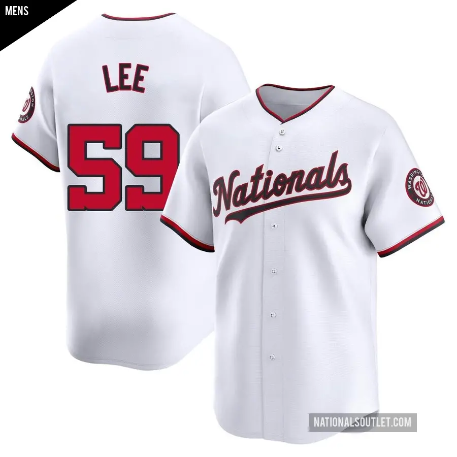 Men's Washington Nationals ＃59 Evan Lee Limited White Home Jersey