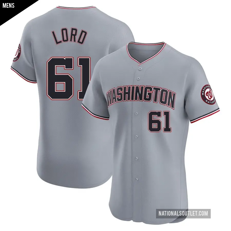 Men's Washington Nationals ＃61 Brad Lord Elite Gray Road Jersey