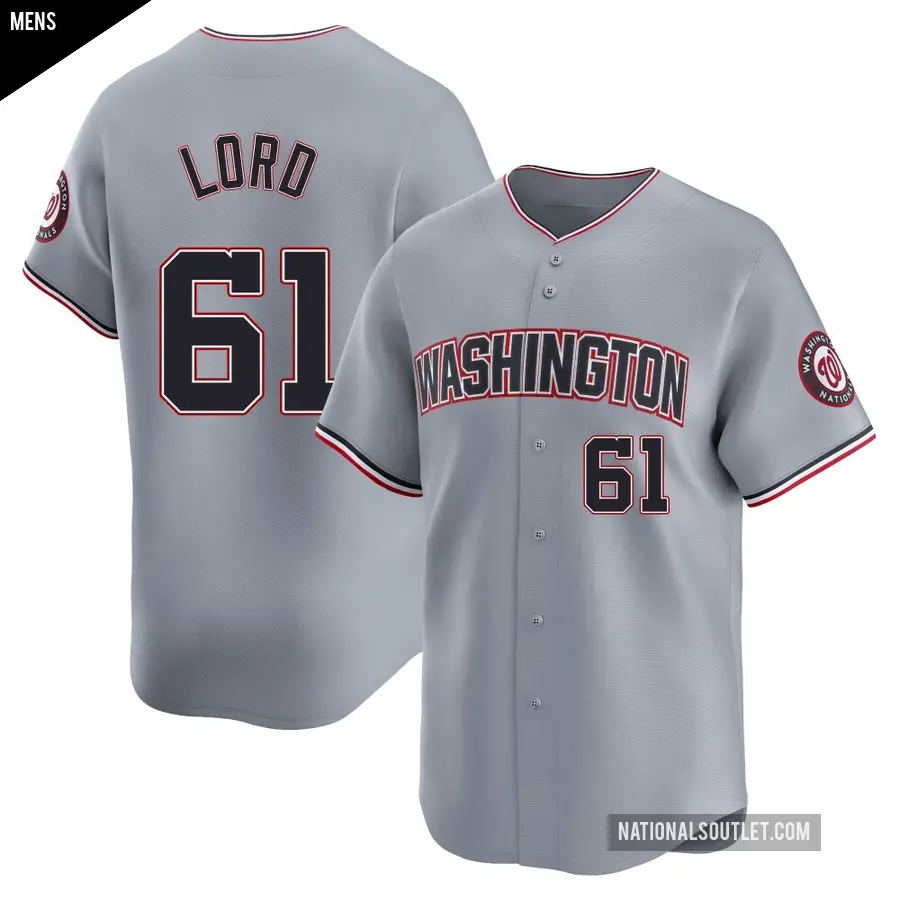 Men's Washington Nationals ＃61 Brad Lord Limited Gray Road Jersey