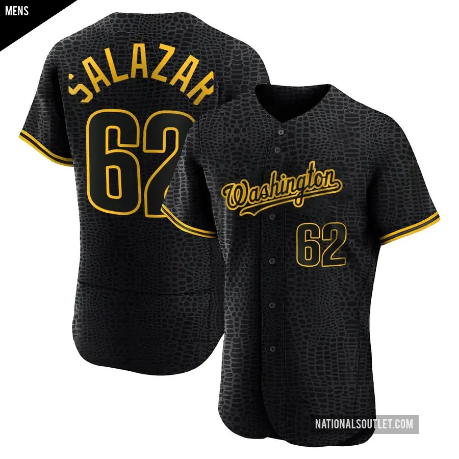 Men's Washington Nationals ＃62 Eduardo Salazar Authentic Black Snake Skin City Jersey