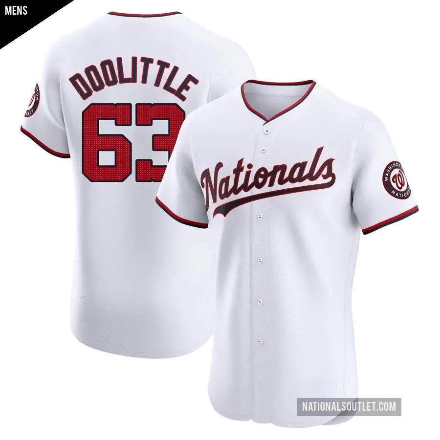 Men's Washington Nationals ＃63 Sean Doolittle Elite White Home Jersey