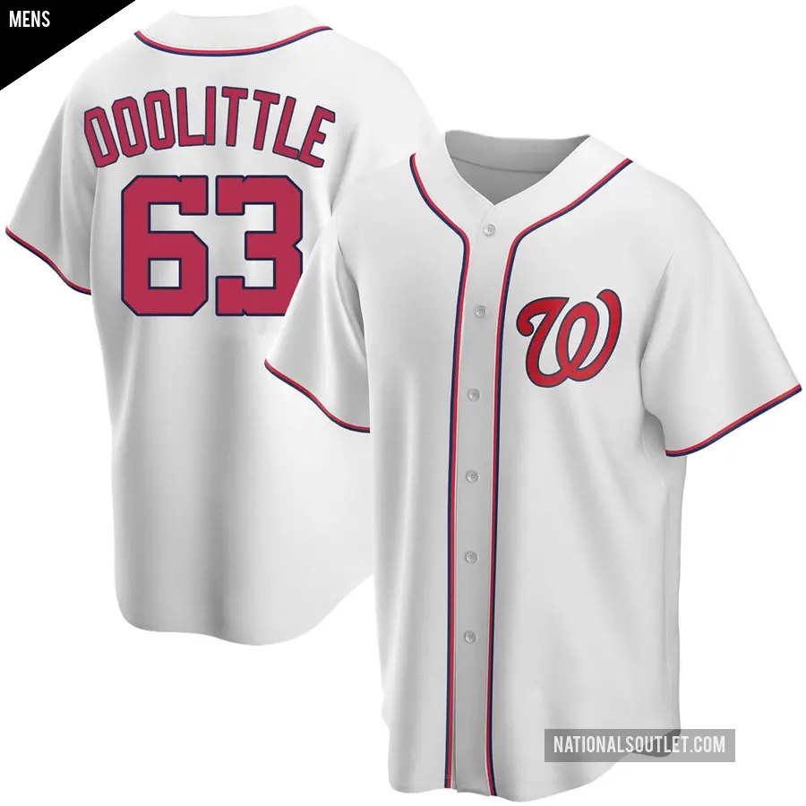 Men's Washington Nationals ＃63 Sean Doolittle Replica White Home Jersey
