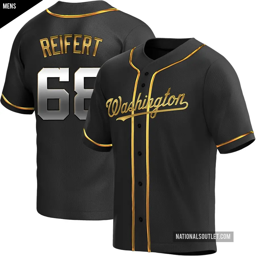Men's Washington Nationals ＃68 Evan Reifert Replica Gold Black en Alternate Jersey