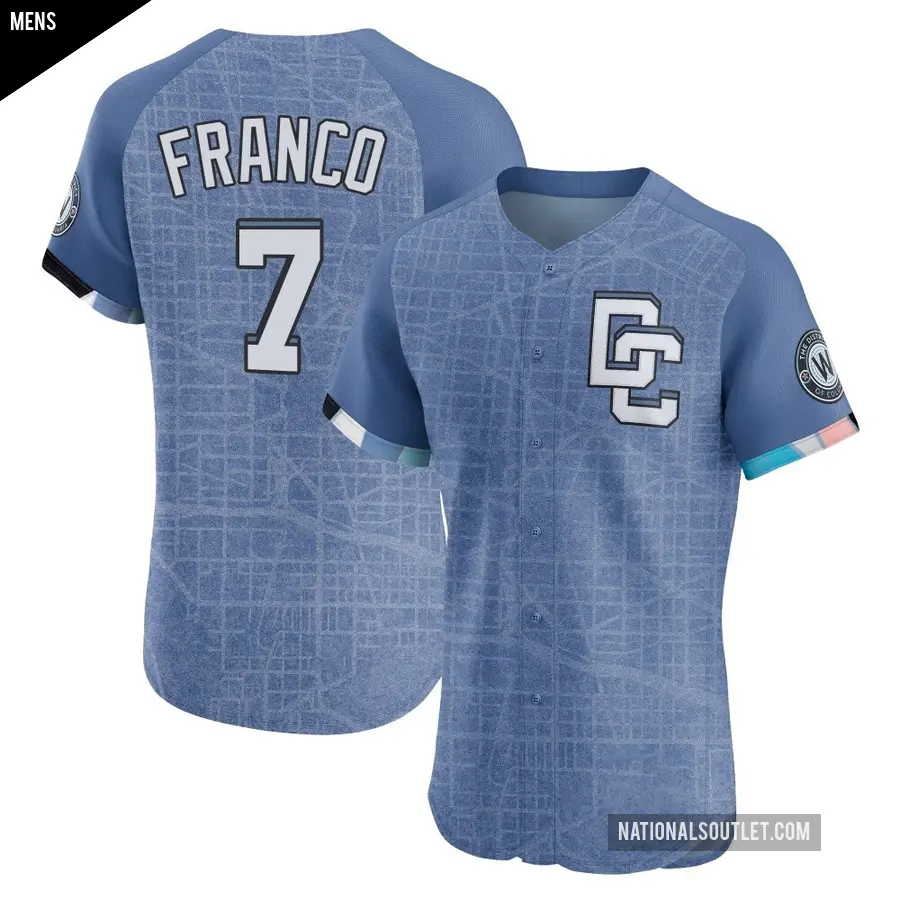Men's Washington Nationals ＃7 Maikel Franco Elite Blue 2025 City Connect Jersey