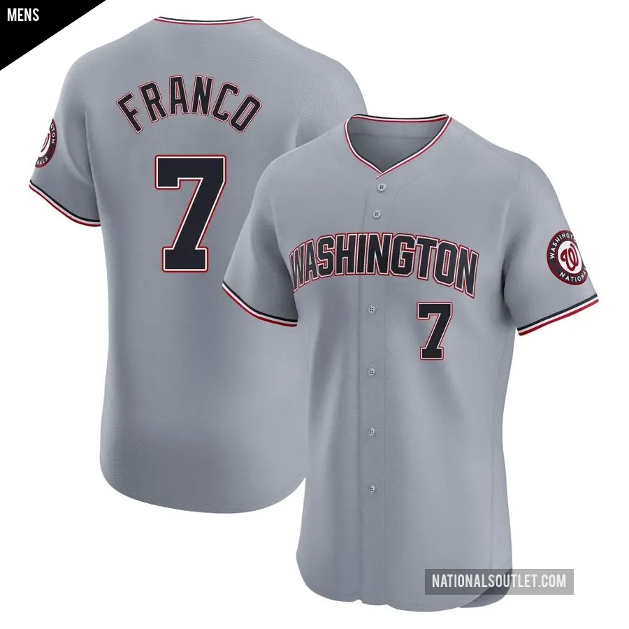 Men's Washington Nationals ＃7 Maikel Franco Elite Gray Road Jersey