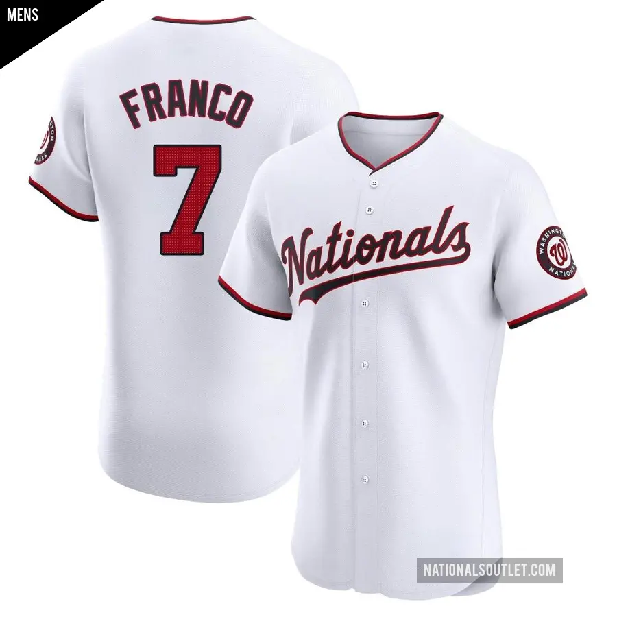 Men's Washington Nationals ＃7 Maikel Franco Elite White Home Jersey