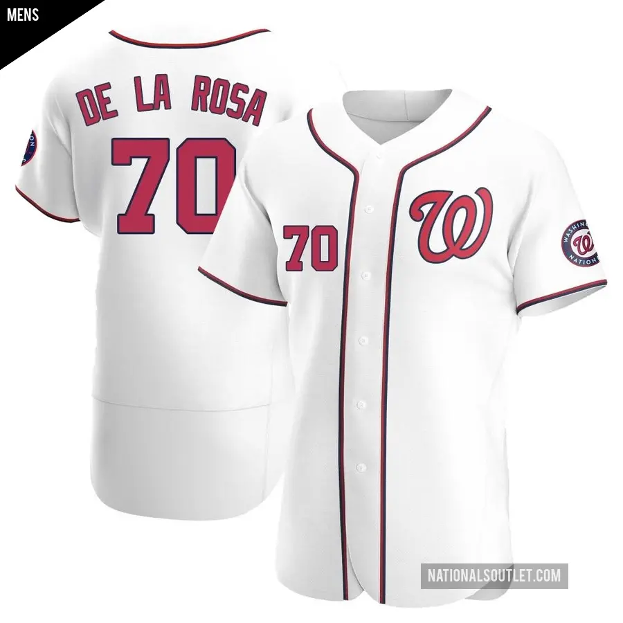 Men's Washington Nationals ＃70 Jeremy De La Rosa Authentic White Home Jersey