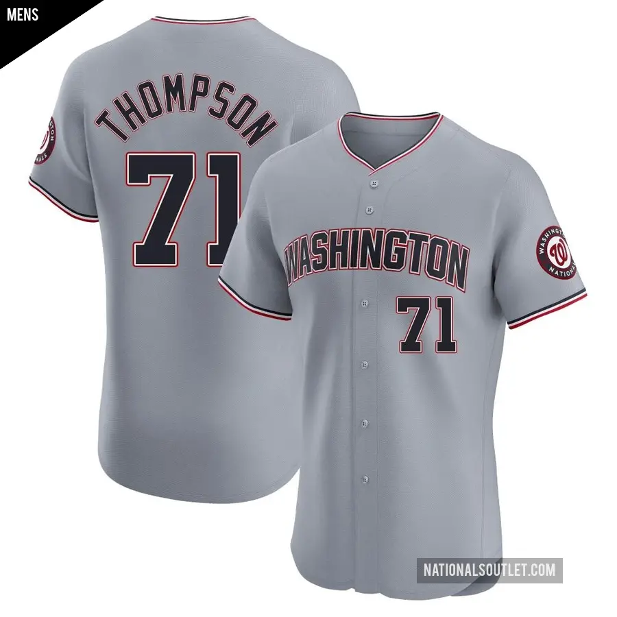 Men's Washington Nationals ＃71 Mason Thompson Elite Gray Road Jersey