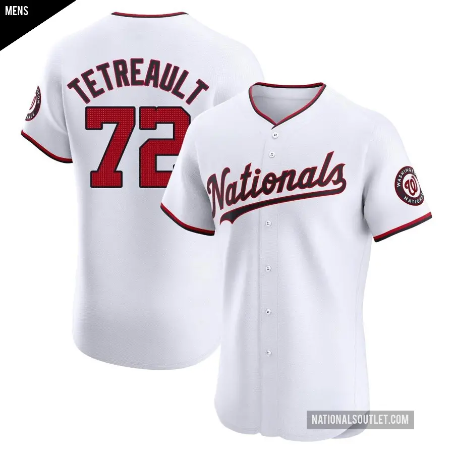 Men's Washington Nationals ＃72 Jackson Tetreault Elite White Home Jersey