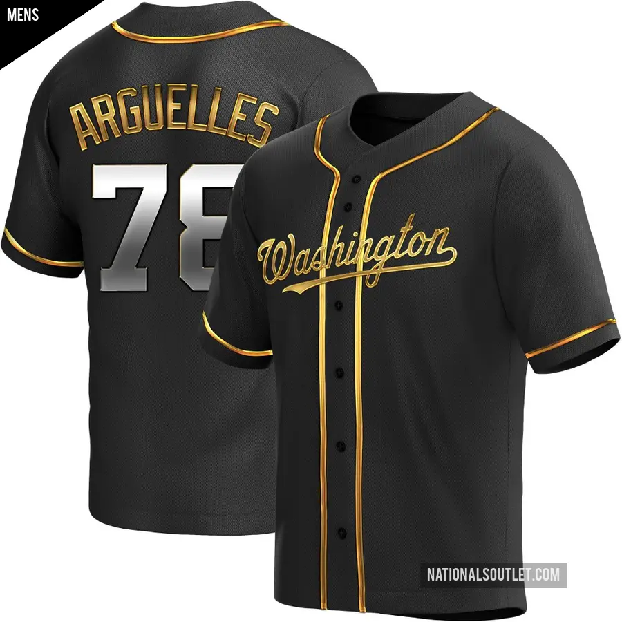 Men's Washington Nationals ＃78 Anthony Arguelles Replica Gold Black en Alternate Jersey