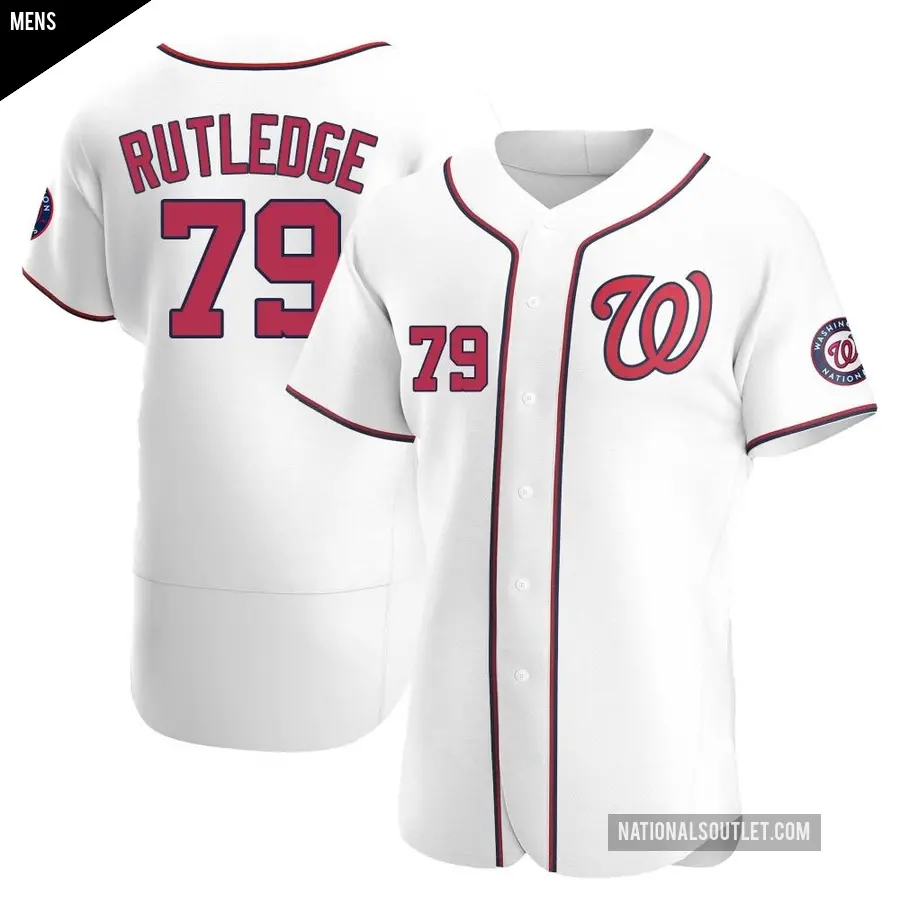 Men's Washington Nationals ＃79 Jackson Rutledge Authentic White Home Jersey