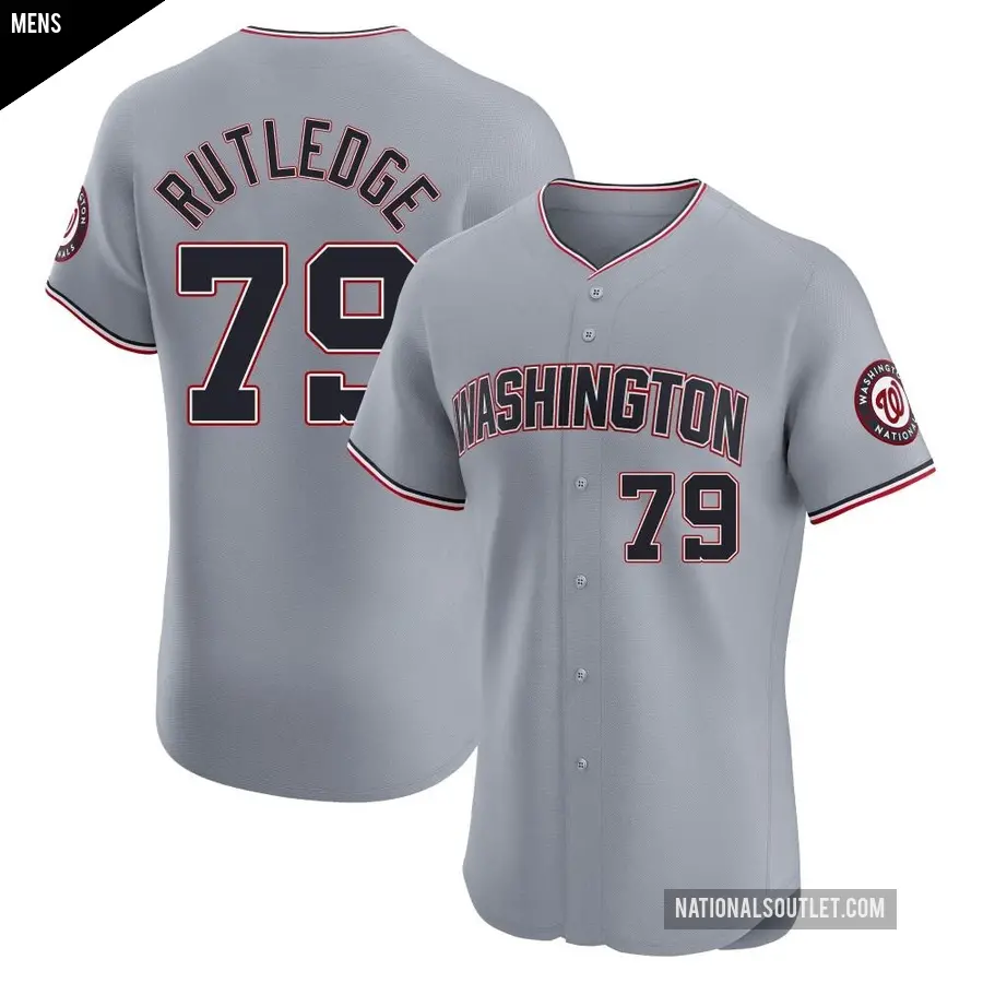 Men's Washington Nationals ＃79 Jackson Rutledge Elite Gray Road Jersey