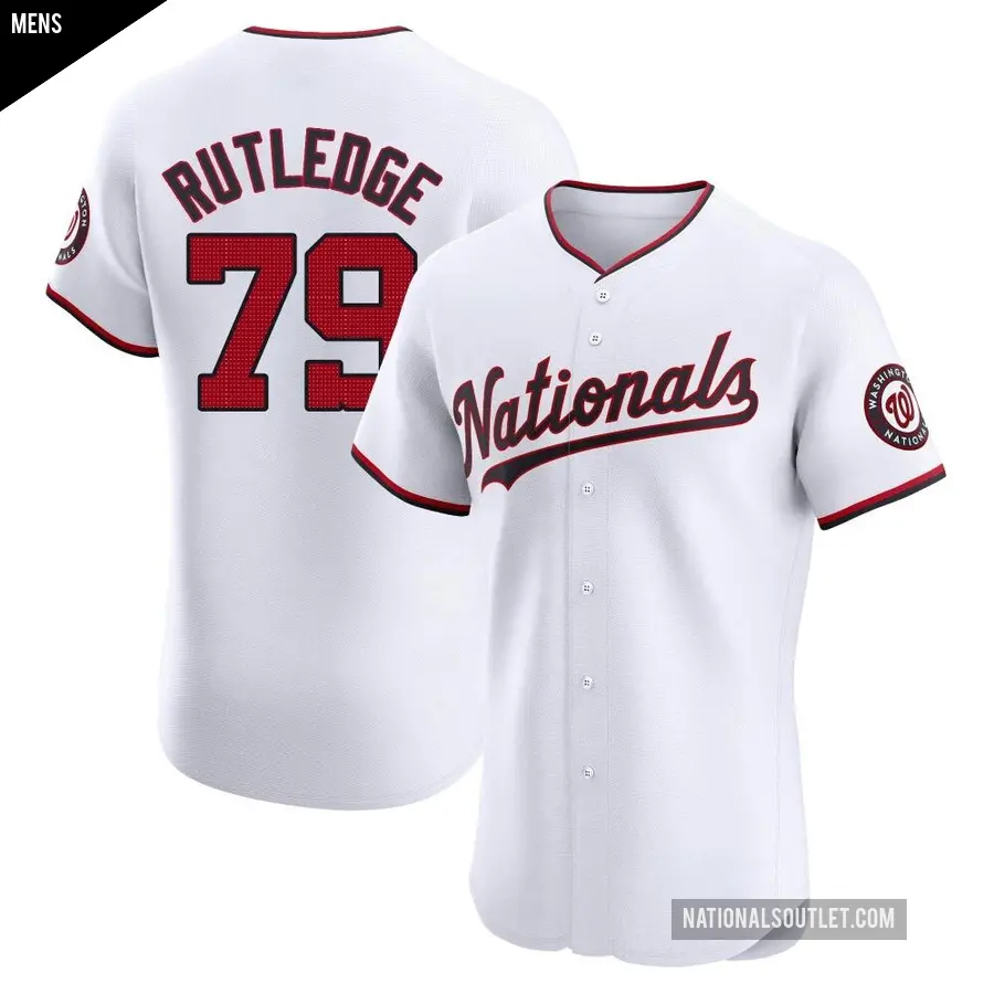 Men's Washington Nationals ＃79 Jackson Rutledge Elite White Home Jersey