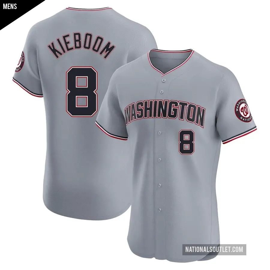 Men's Washington Nationals ＃8 Carter Kieboom Elite Gray Road Jersey