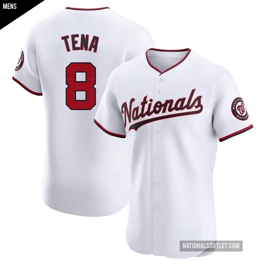 Men's Washington Nationals ＃8 Jose Tena Elite White Home Jersey