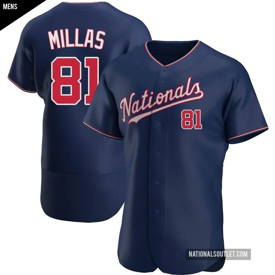 Men's Washington Nationals ＃81 Drew Millas Authentic Navy Alternate Jersey