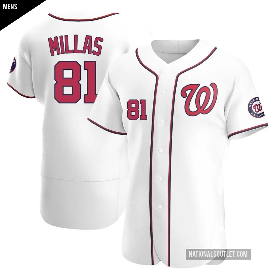 Men's Washington Nationals ＃81 Drew Millas Authentic White Home Jersey