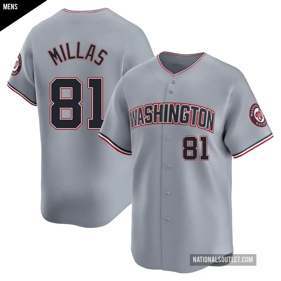 Men's Washington Nationals ＃81 Drew Millas Limited Gray Road Jersey