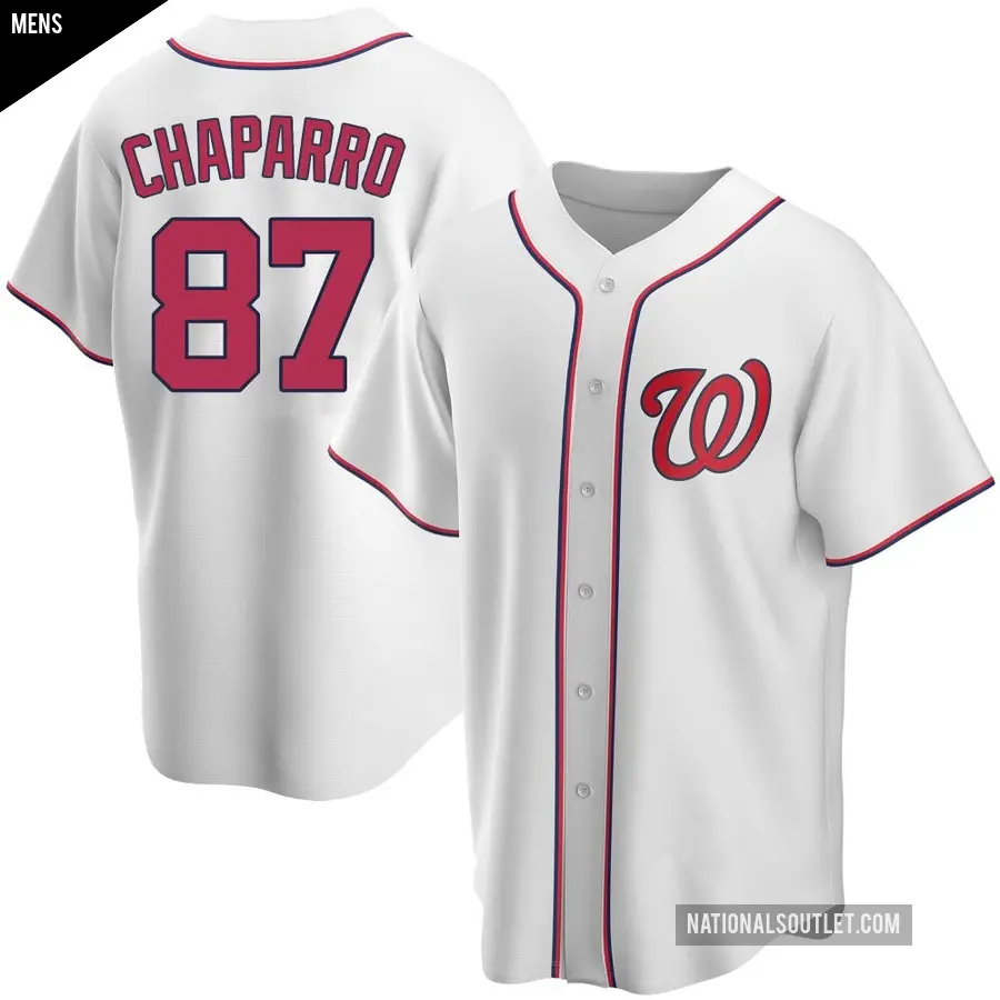 Men's Washington Nationals ＃87 Andres Chaparro Replica White Home Jersey