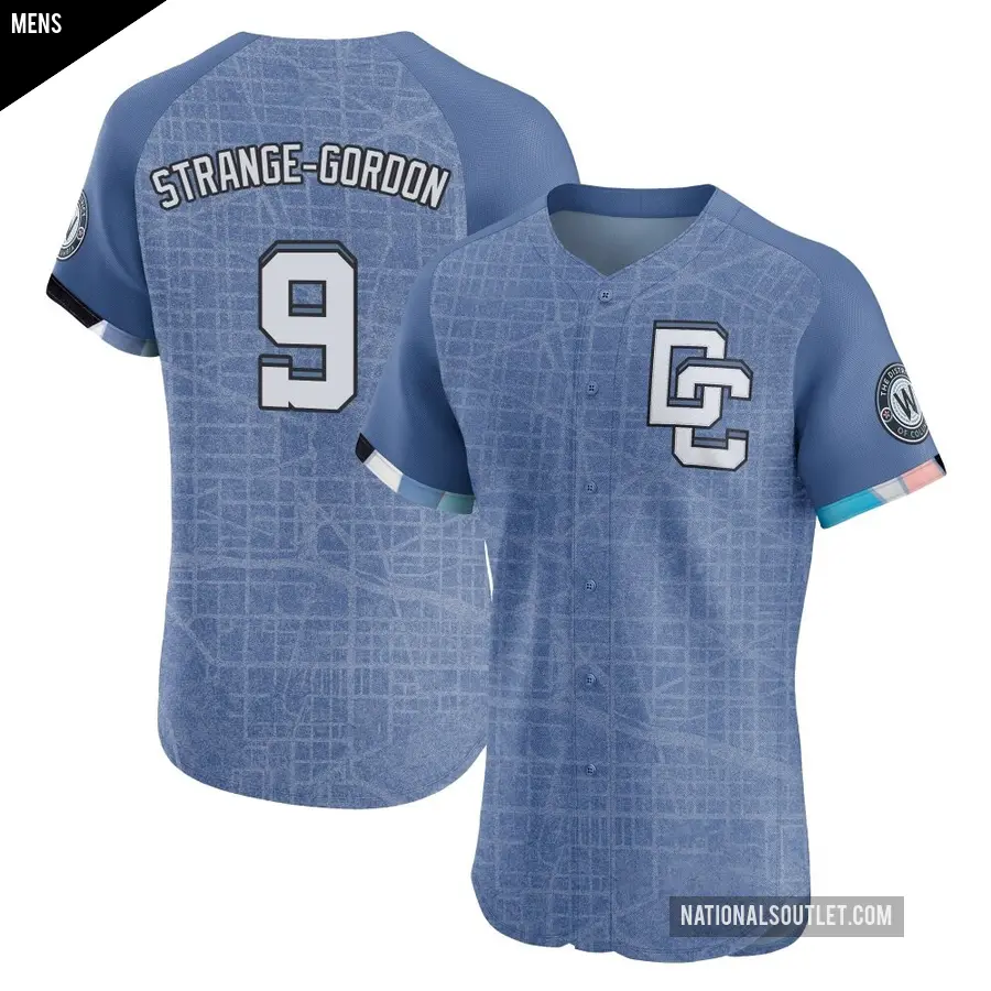 Men's Washington Nationals ＃9 Dee Strange-Gordon Elite Blue 2025 City Connect Jersey