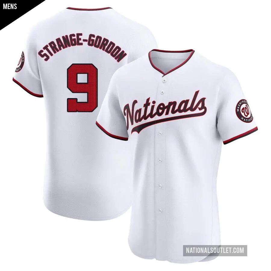 Men's Washington Nationals ＃9 Dee Strange-Gordon Elite White Home Jersey