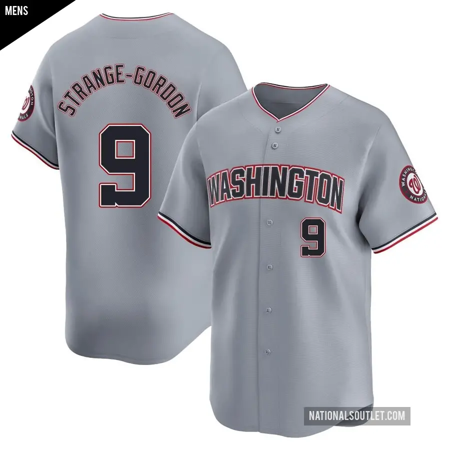 Men's Washington Nationals ＃9 Dee Strange-Gordon Limited Gray Road Jersey