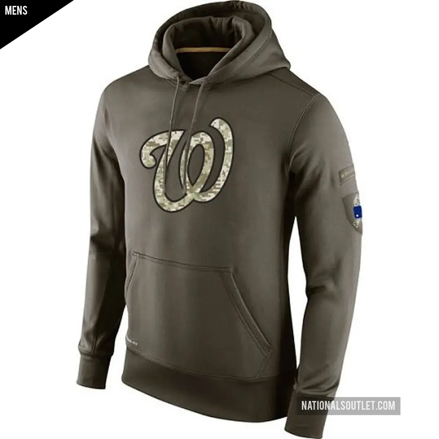 Men's Washington Nationals Olive Salute to Service KO Performance Hoodie