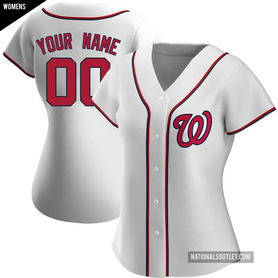 Women's Washington Nationals ＃00 Custom Replica White Home Jersey