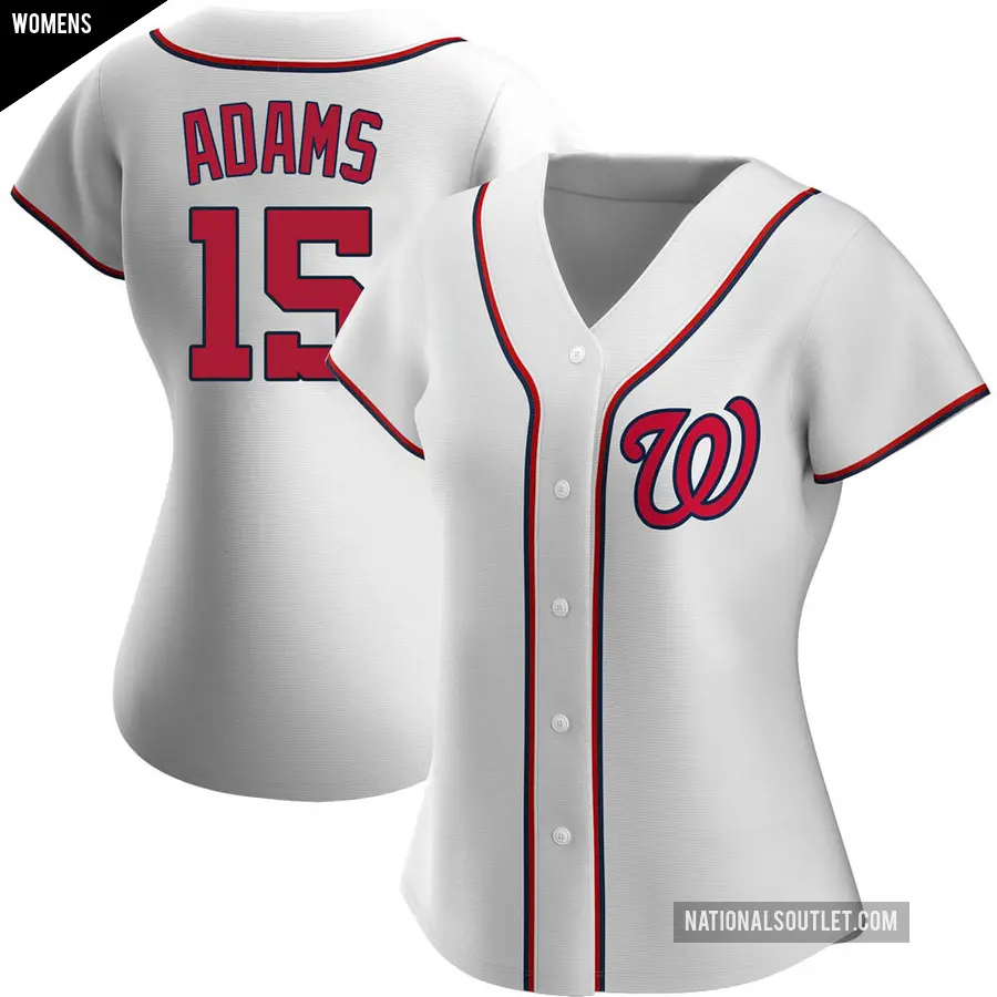 Women's Washington Nationals ＃15 Riley Adams Replica White Home Jersey