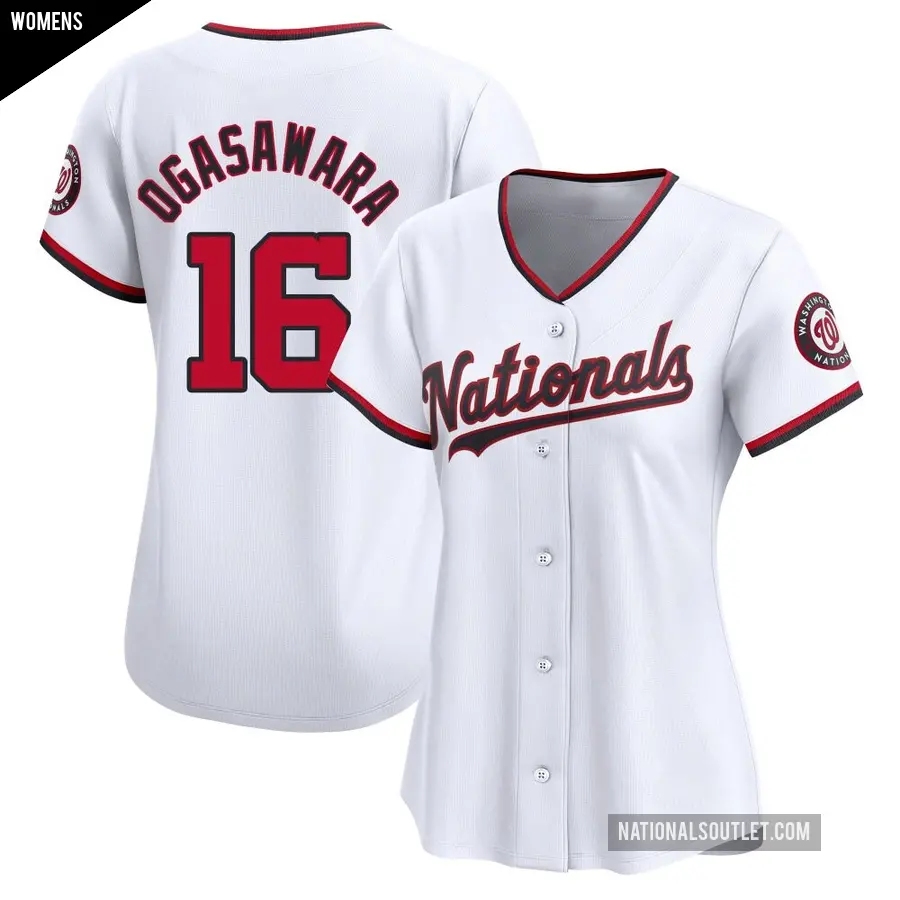 Women's Washington Nationals ＃16 Shinnosuke Ogasawara Limited White Home Jersey