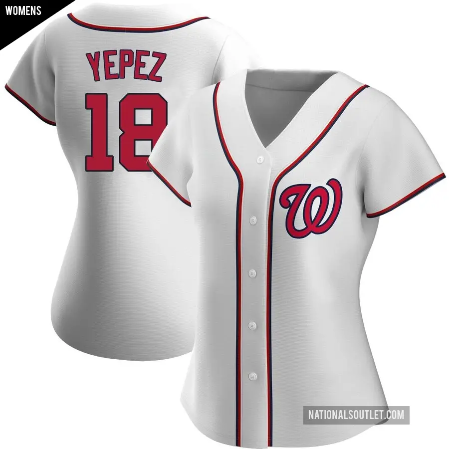 Women's Washington Nationals ＃18 Juan Yepez Replica White Home Jersey