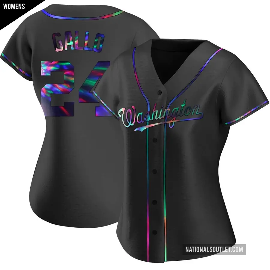 Women's Washington Nationals ＃24 Joey Gallo Replica Black Holographic Alternate Jersey