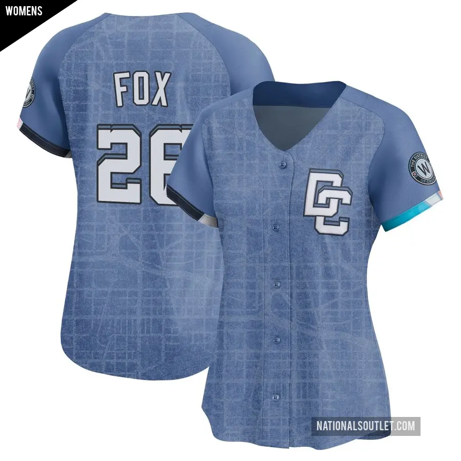 Women's Washington Nationals ＃26 Lucius Fox Limited Blue 2025 City Connect Jersey