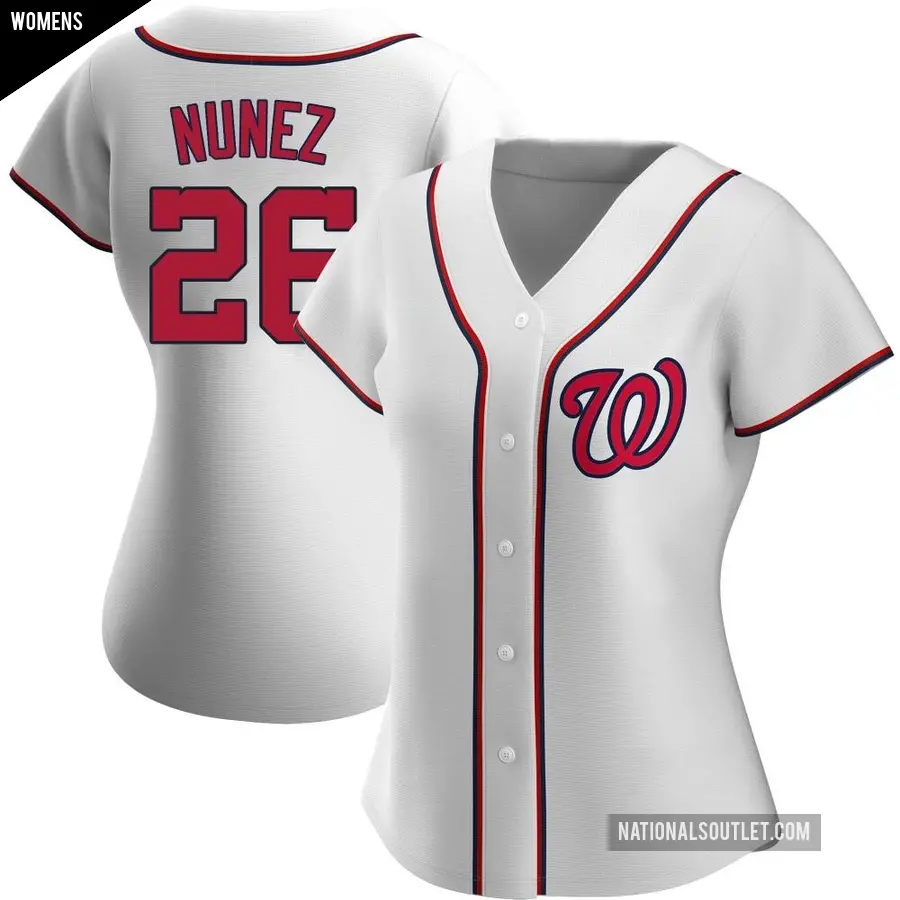 Women's Washington Nationals ＃26 Nasim Nunez Replica White Home Jersey