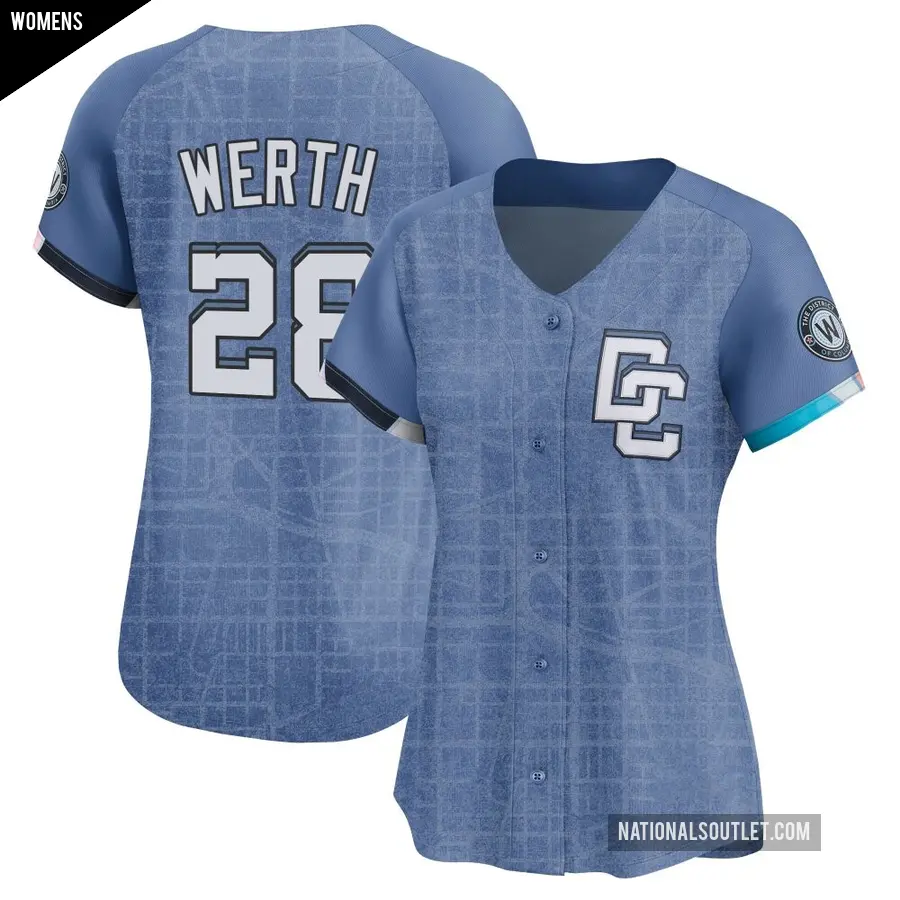 Women's Washington Nationals ＃28 Jayson Werth Limited Blue 2025 City Connect Jersey