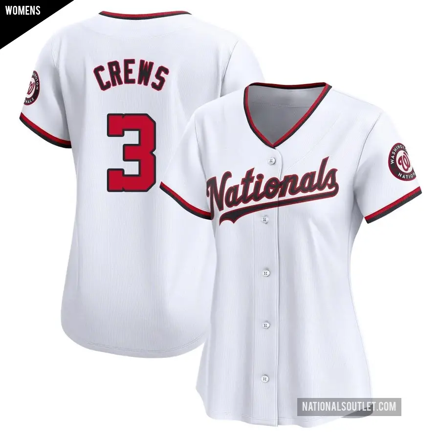 Women's Washington Nationals ＃3 Dylan Crews Limited White Home Jersey