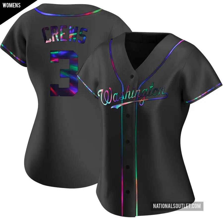 Women's Washington Nationals ＃3 Dylan Crews Replica Black Holographic Alternate Jersey