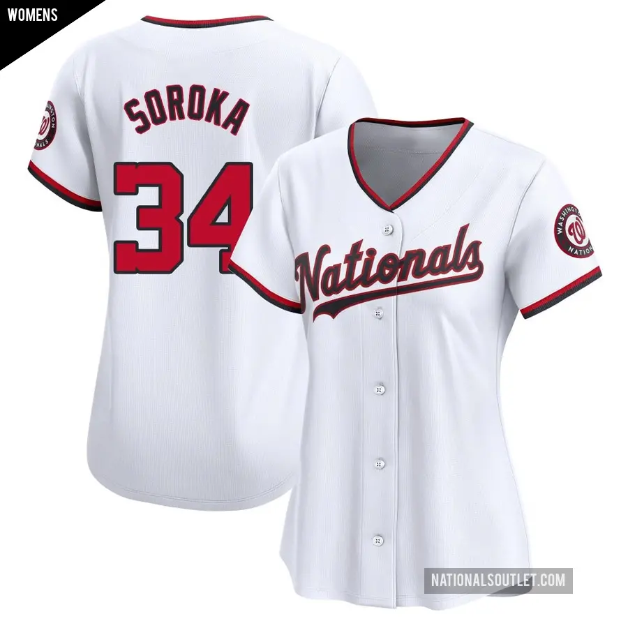 Women's Washington Nationals ＃34 Michael Soroka Limited White Home Jersey