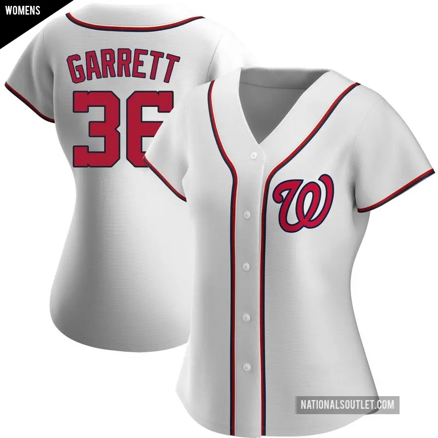 Women's Washington Nationals ＃36 Stone Garrett Authentic White Home Jersey