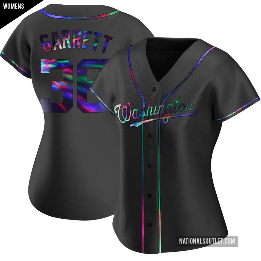 Women's Washington Nationals ＃36 Stone Garrett Replica Black Holographic Alternate Jersey