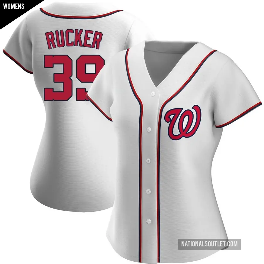 Women's Washington Nationals ＃39 Michael Rucker Replica White Home Jersey