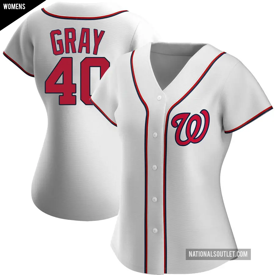 Women's Washington Nationals ＃40 Josiah Gray Replica White Home Jersey