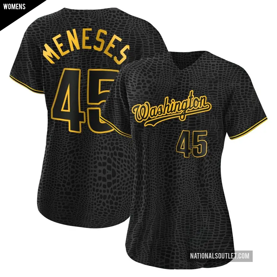 Women's Washington Nationals ＃45 Joey Meneses Replica Black Snake Skin City Jersey