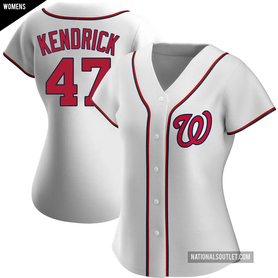 Women's Washington Nationals ＃47 Howie Kendrick Replica White Home Jersey