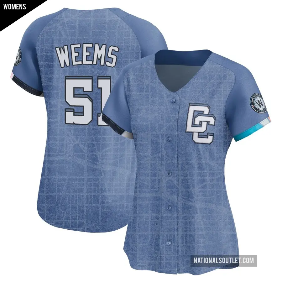 Women's Washington Nationals ＃51 Jordan Weems Limited Blue 2025 City Connect Jersey