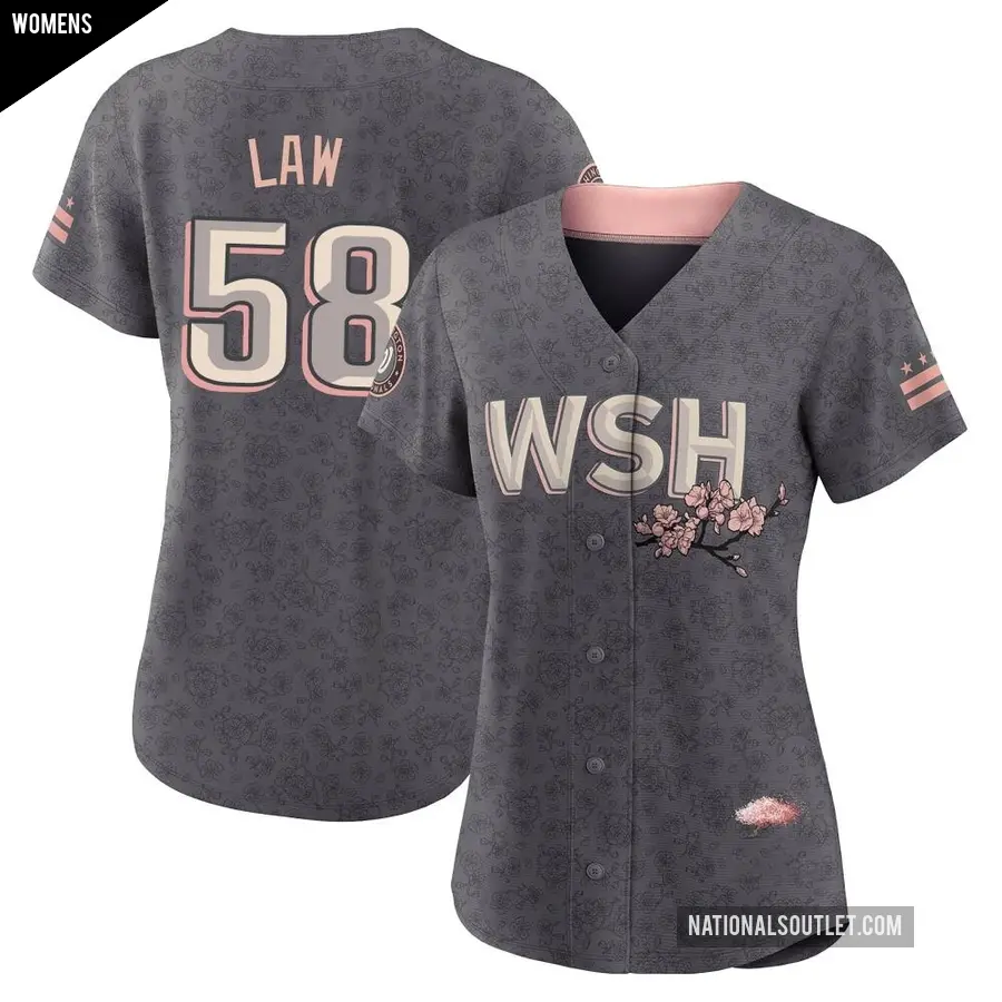 Women's Washington Nationals ＃58 Derek Law Authentic Gray 2022 City Connect Jersey