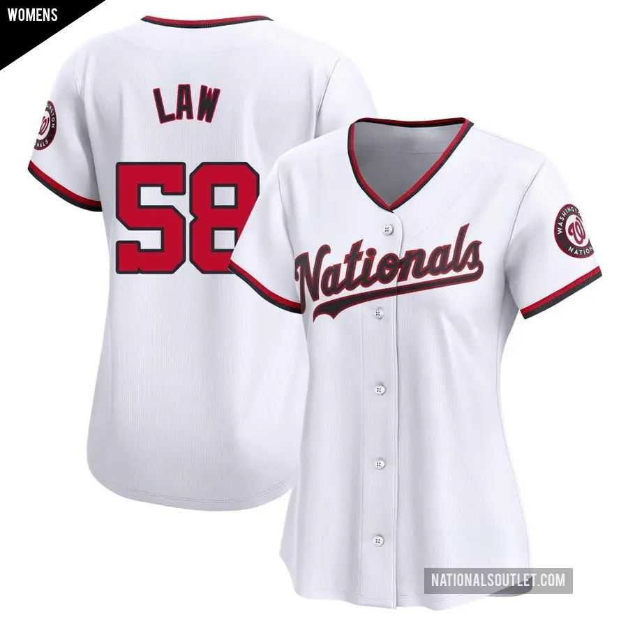 Women's Washington Nationals ＃58 Derek Law Limited White Home Jersey