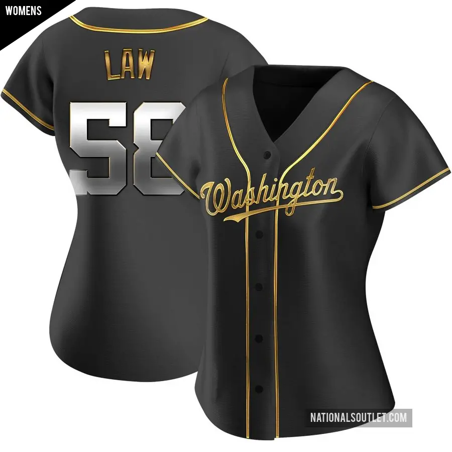 Women's Washington Nationals ＃58 Derek Law Replica Gold Black en Alternate Jersey