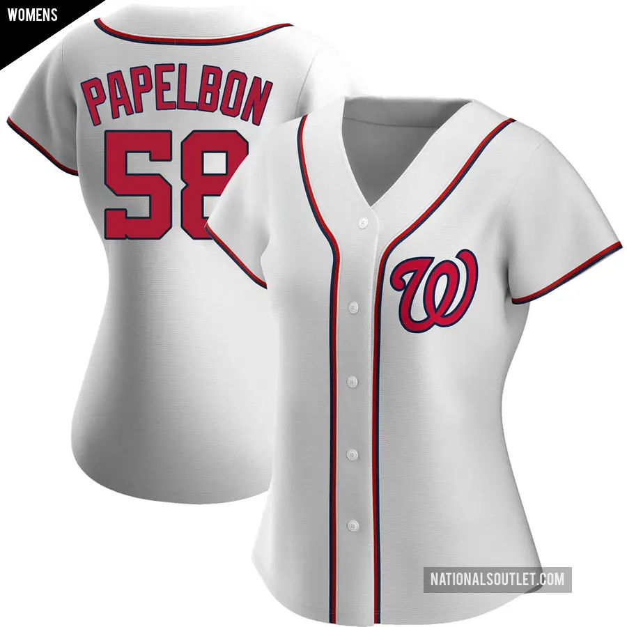 Women's Washington Nationals ＃58 Jonathan Papelbon Authentic White Home Jersey
