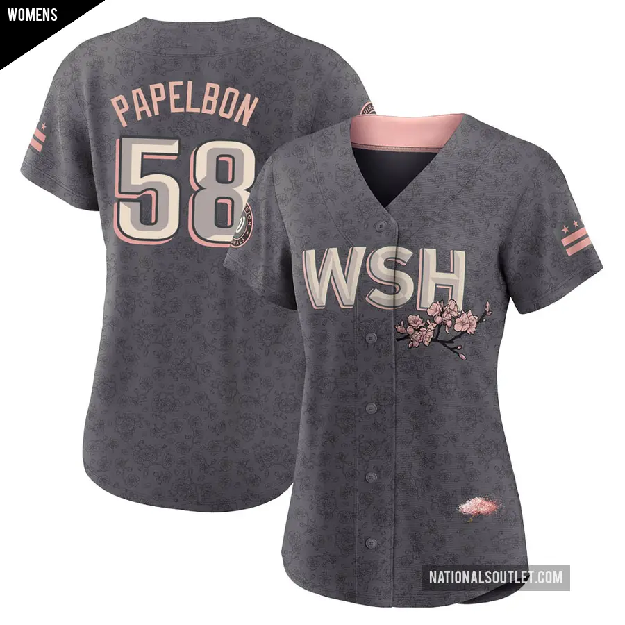Women's Washington Nationals ＃58 Jonathan Papelbon Replica Gray 2022 City Connect Jersey